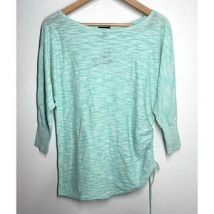 Express Burnout Side Ruched Mint Green Tunic Top 3/4 Sleeve Oversized Summer NWT